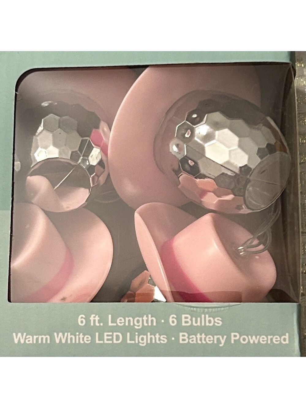 Disco Cowgirl String Lights Pink & Silver 6 ft Battery Powered NEW In Box